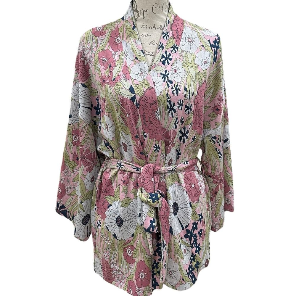 Anthropologie Reserved Kimono Knit Sash Floral Cardigan